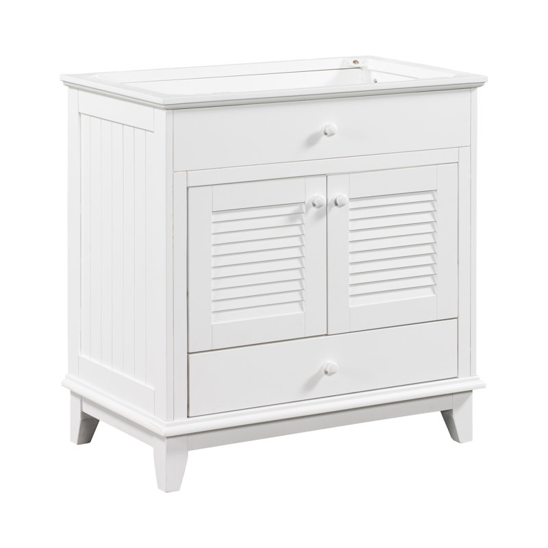 Elegant 30" White Bathroom Vanity Base With Storage Options