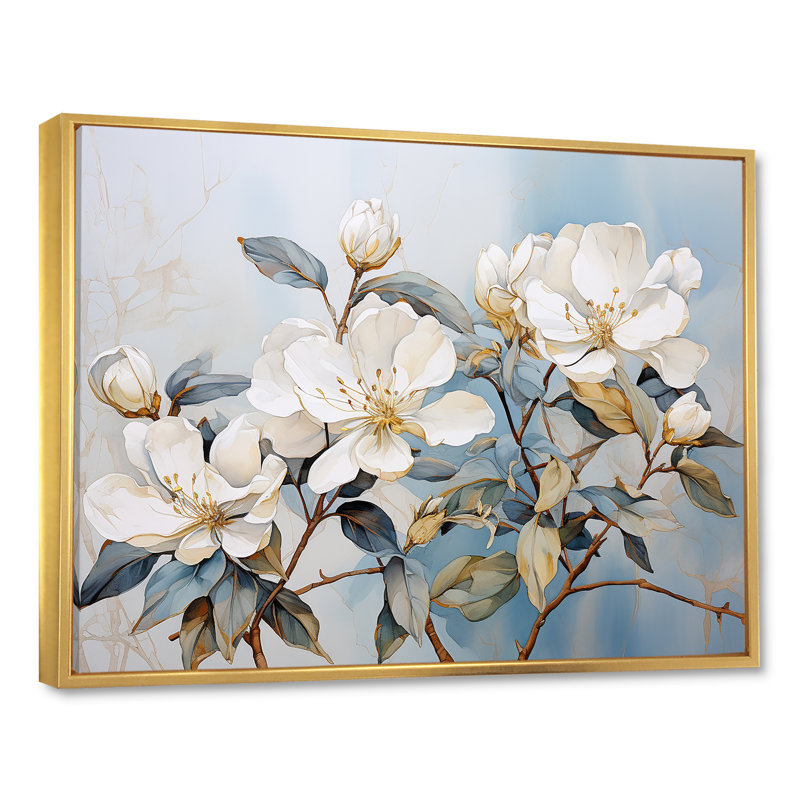 Essence de Rhododendron Simplicité IV, H 16 po x l 32 po x P 1 po, Cadre flottant doré