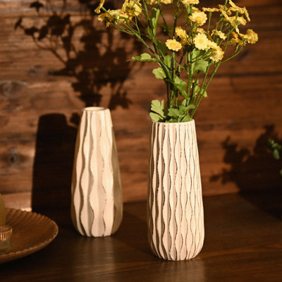 Ensemble de 2 vases décoratifs rustiques en céramique 9,5 pouces