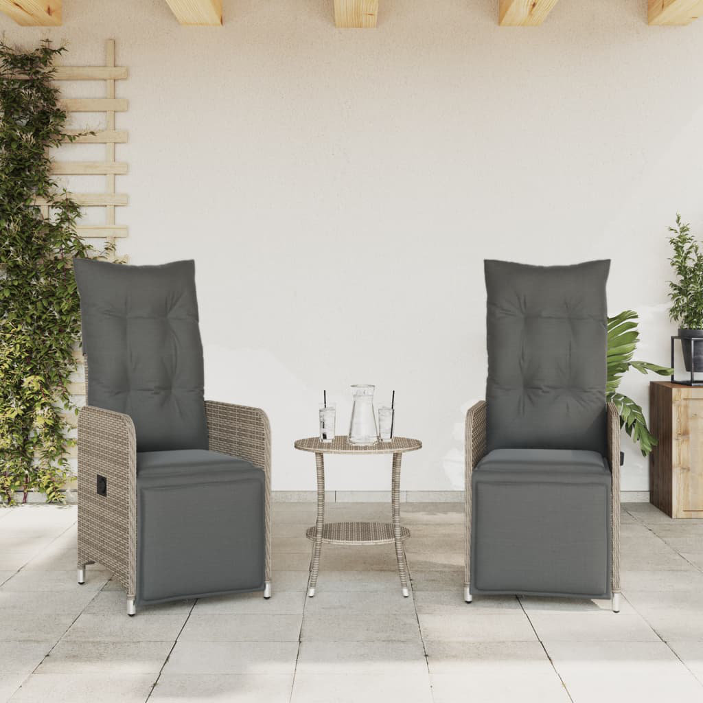 Vidaxl Outdoor-Lehnstühle 2 Stk. Mit Tisch Braun Poly-Rattan