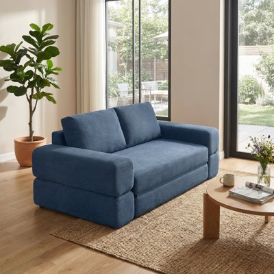 81'' Convertible Sofa Bed - 3-in-1 Multi-Functional Gray Corduroy Sofa Lounger with Pillows, Modern Lounge Couch for Living Room & Bedroom