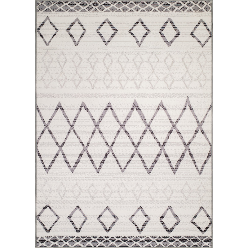 Tapis beige à motif géométrique Daye, Rectangle 9 pi 8 po x 13 pi 1 po