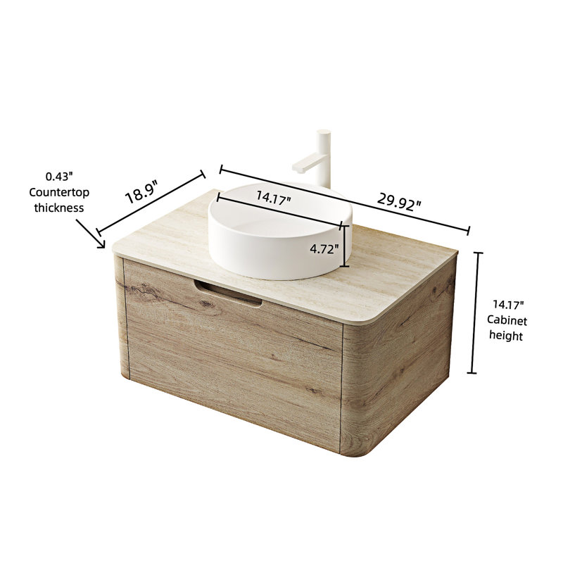 Meuble-lavabo mural avec lavabo, 30"