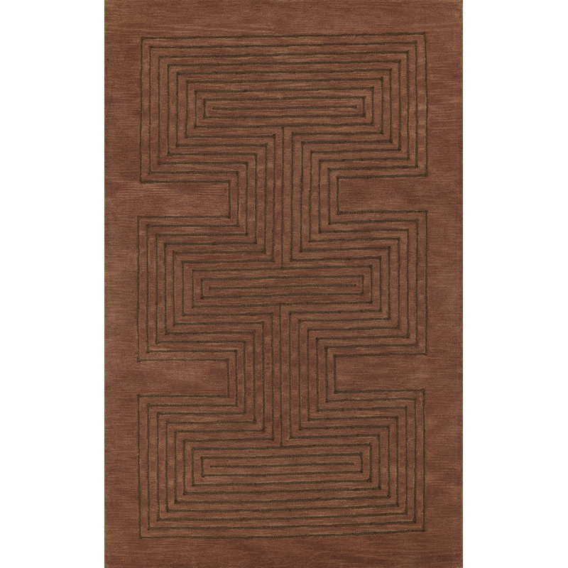 Tapis cuivre en laine touffeté à la main à motif géométrique Orlie, Rectangle 9 pi x 12 pi, Brun