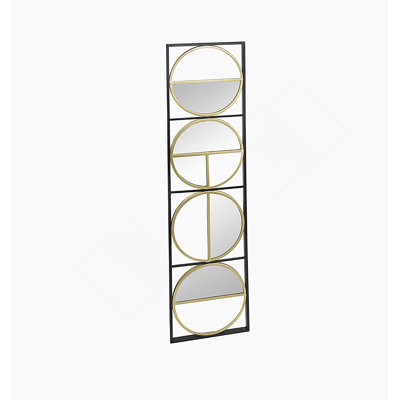 Eclectic Styling Metal Beaded Black Wall Mirror With Contemporary Design For Bedroom,Liveroom & Entryway