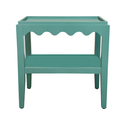 Elegant Teal 28" Two-Tier Mango Wood Accent Table