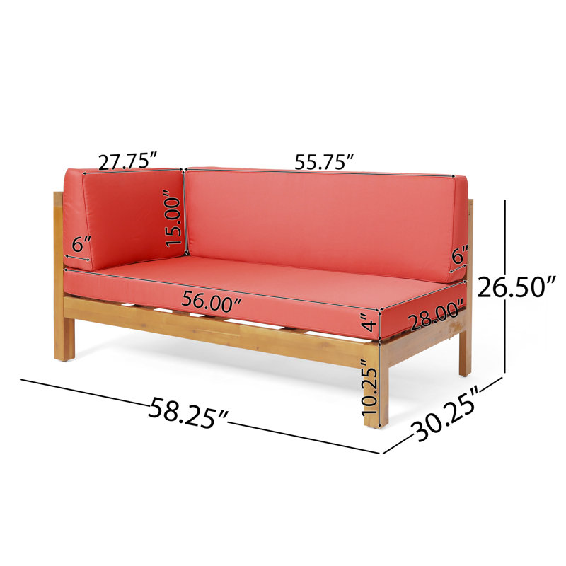 Banc de coin gauche, rouge - bois et coussins d'eau pour un banc de porche charmant avec un attrayant