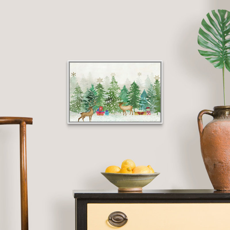 Magie de Noël - reproduction d'art sur toile, H 14 po x l 20 po x P 1,75 po, Cadre blanc