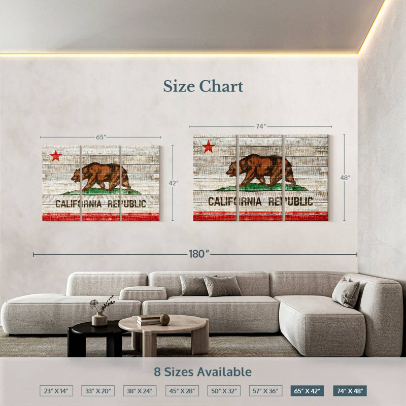 Borges Rustic California Flag, 42" H x 65" W