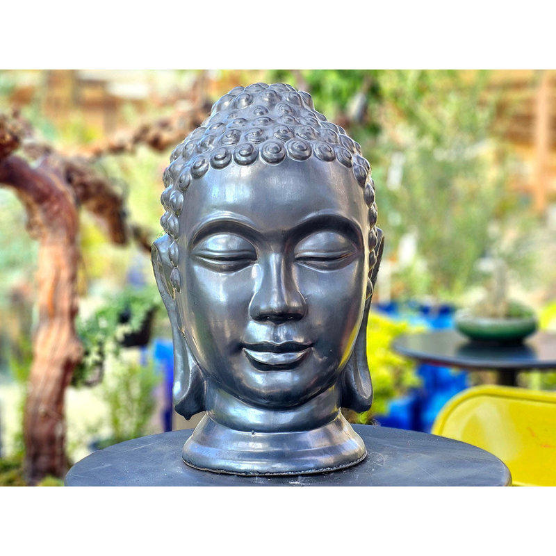 Tête de bouddha moyenne PLANTatorEM (noir mat) - Céramique de cuisson à la main, Noir mat
