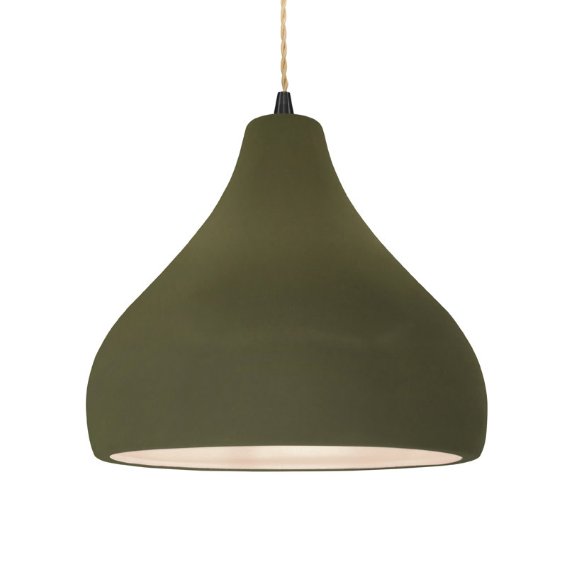Luminaire suspendu à 1 lumière Meydan - DEL, Vert mat, Noir mat, H 9,5 po x l 13,5 po x P 13,5 po