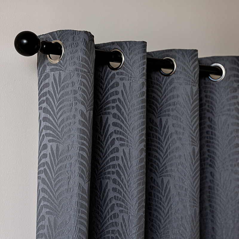 Rideaux occultant en jacquard Sleep Zone (ensemble de 2), Gris foncé, L 52 po x L 63 po
