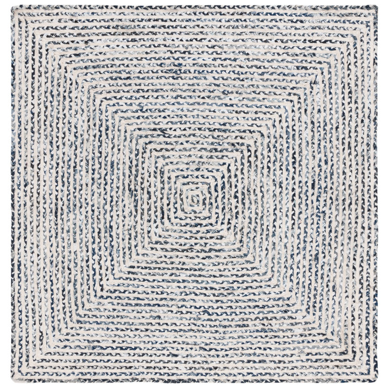 Nini Handmade Cotton Striped Rug, Square 6'