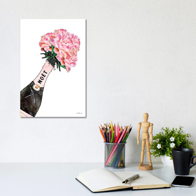 Champagne Pink Splash Peony V by Amanda Greenwood - Print on Canvas