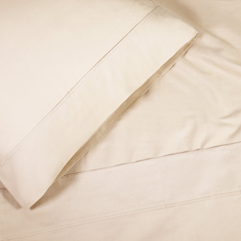 Percale Cotton Woven 300 Thread Count Sheet Set, Ivory, King Sheet Set + 1 Fitted Sheet + 2 Pillowcases