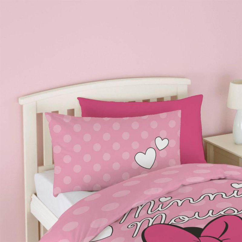 Disney Minnie Mouse Spots Duvet Cover Set Bedding Set with Pillowcase Pink Single
