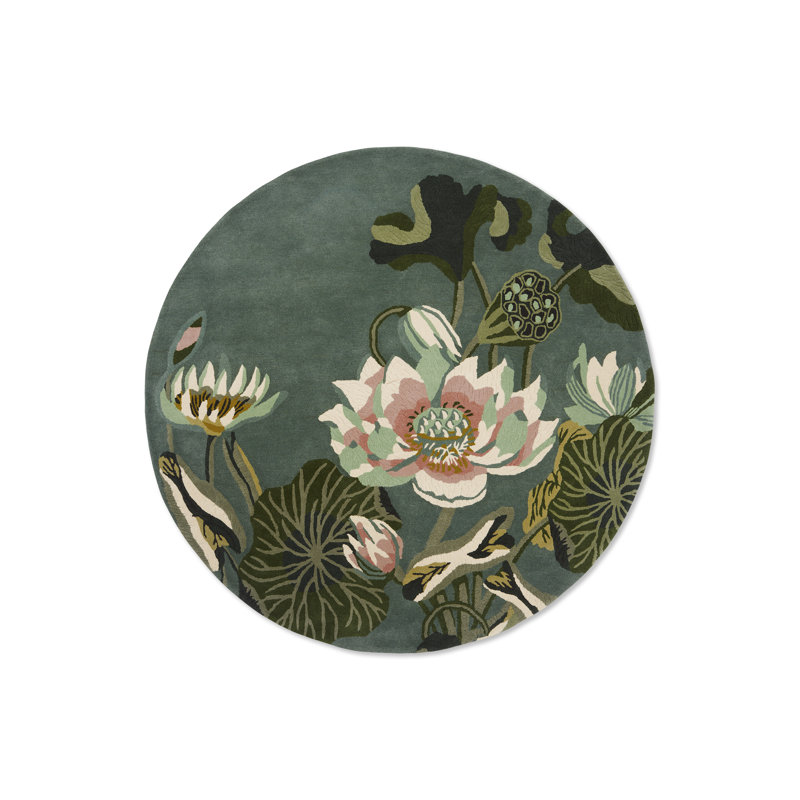 Hand Tufted Wool Floral Area Rug, Round 6'7"