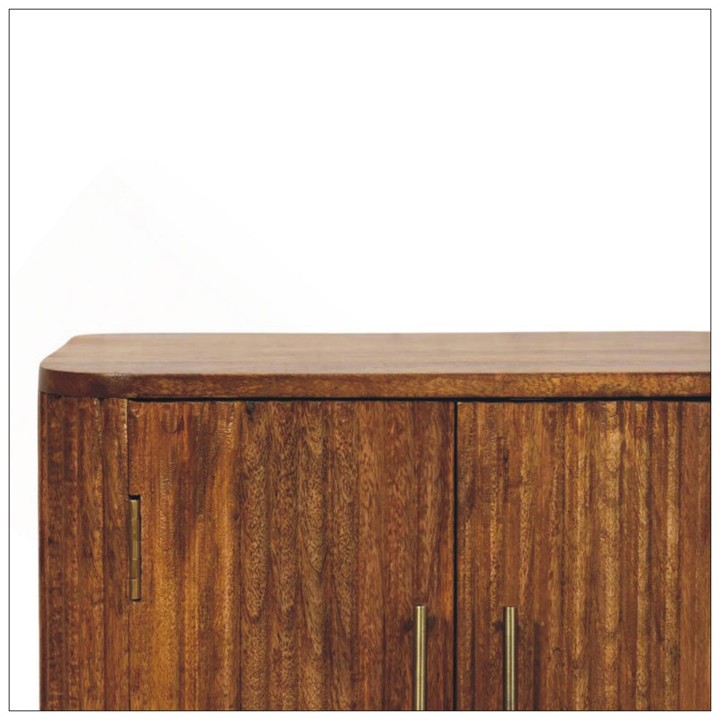 Solid Wood Solis Fluted Cabinet,Brown,2-Drawers