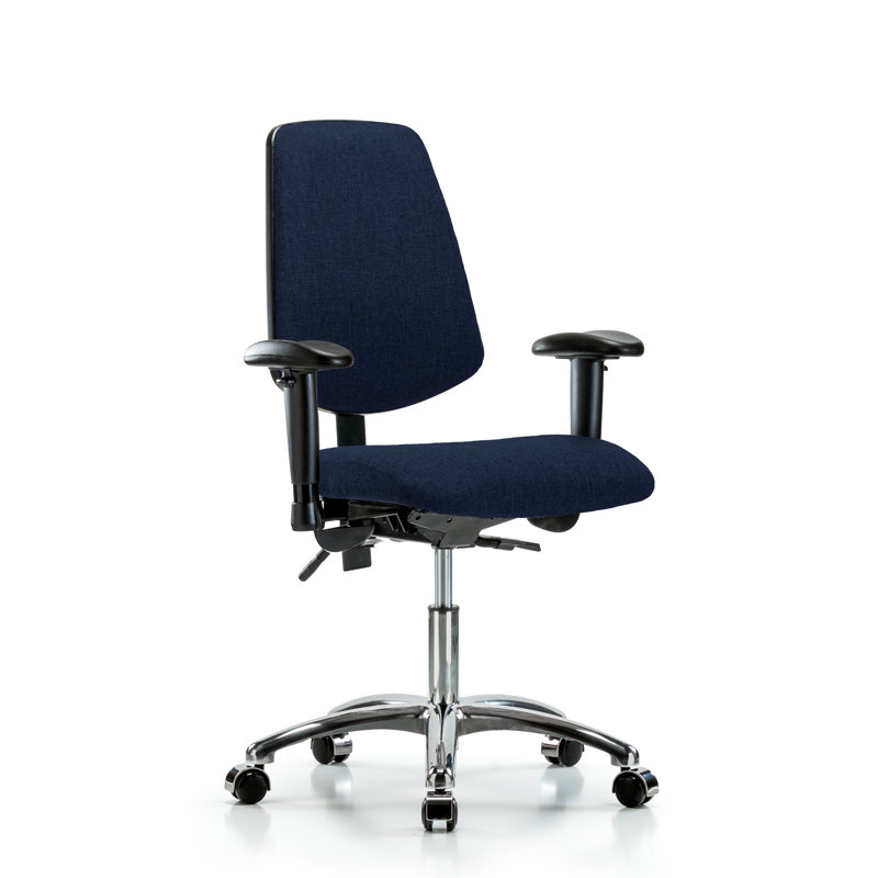 Chaise de tâches ergonomique Hannah, Roulettes, Inclus, Bleu marine