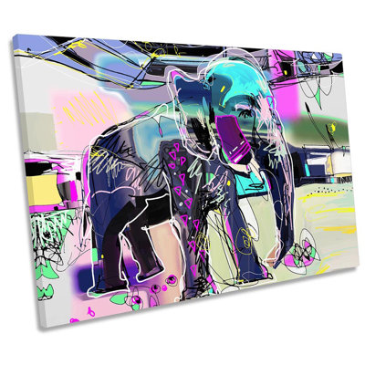 Abstract Elephant Framed - Wrapped Canvas Print