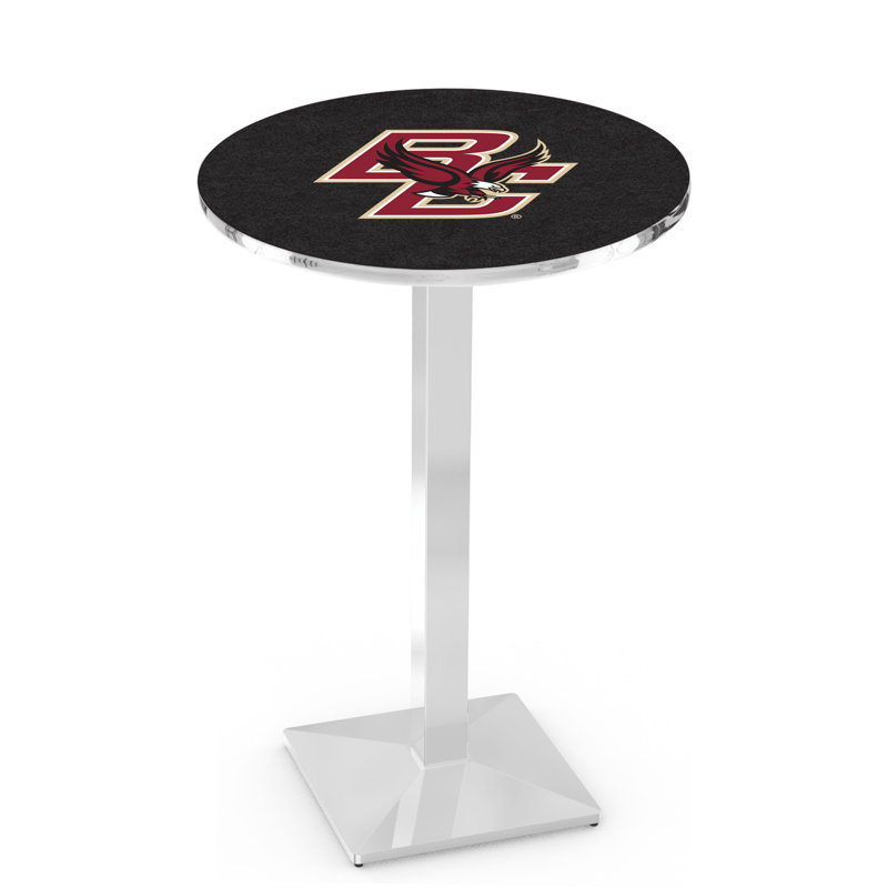 Round Metal Base Dining Table, Chrome, Boston College
