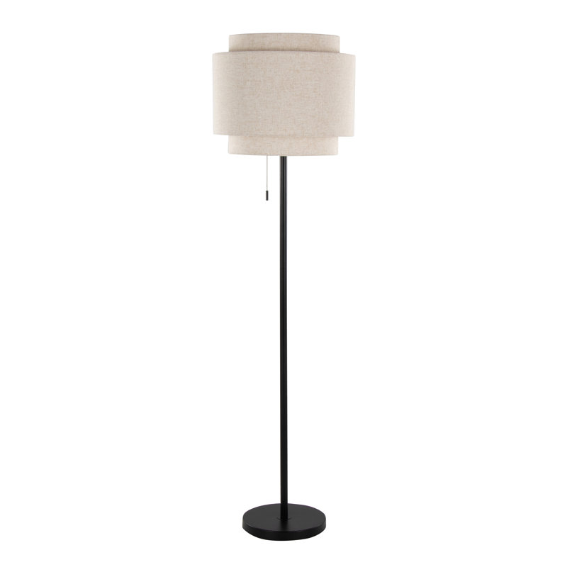 Lampe sur pied en métal 64 po Tier, Noir, Beige