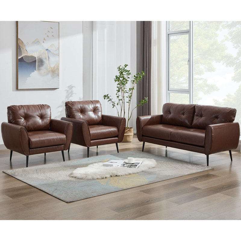 3 - Piece Living Room Set, Brown