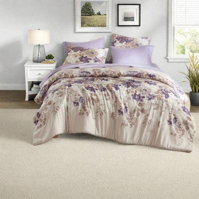 Ensembles de literie doux en polyester taupe à motif floral très moderne