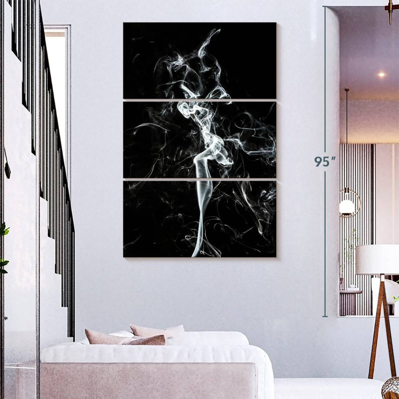 Senne Abstract White Smoke - The Dancer, 74" H x 48" W