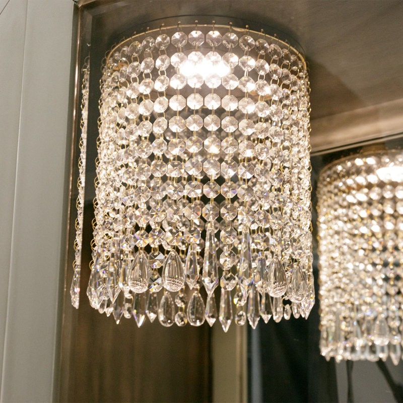 Villa Cherie Display Cabinet with LED Lighting, Hazelnut