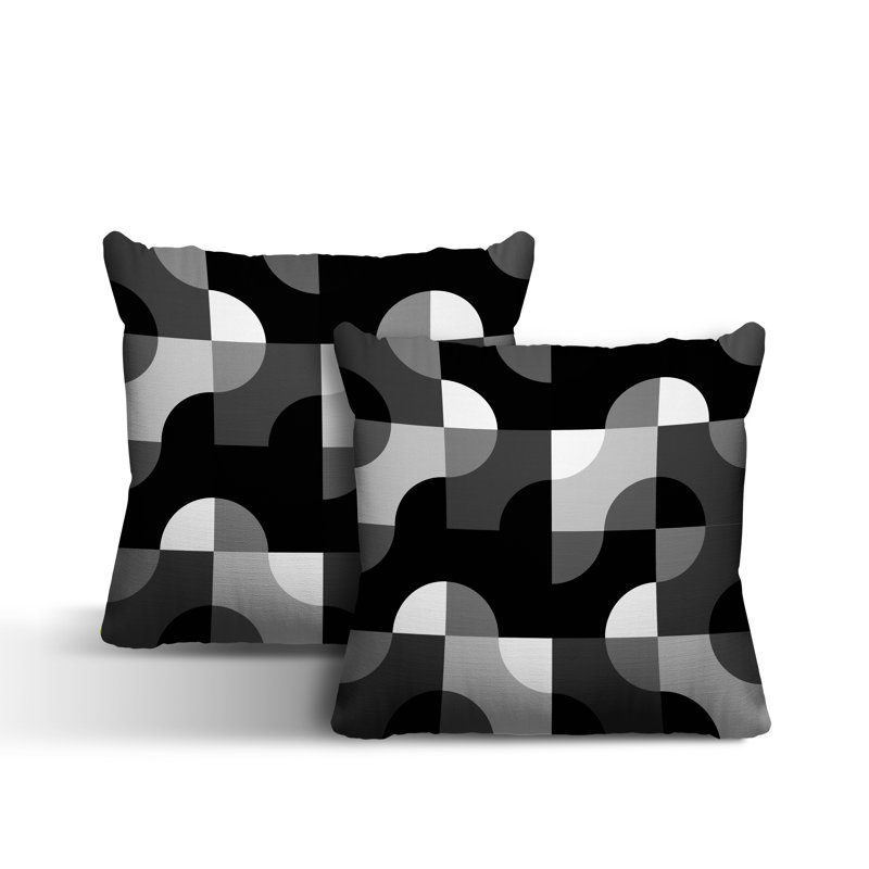 Coussin décoratif carré intérieur / extérieur Milda, L 19 po x H 19 po, Noir