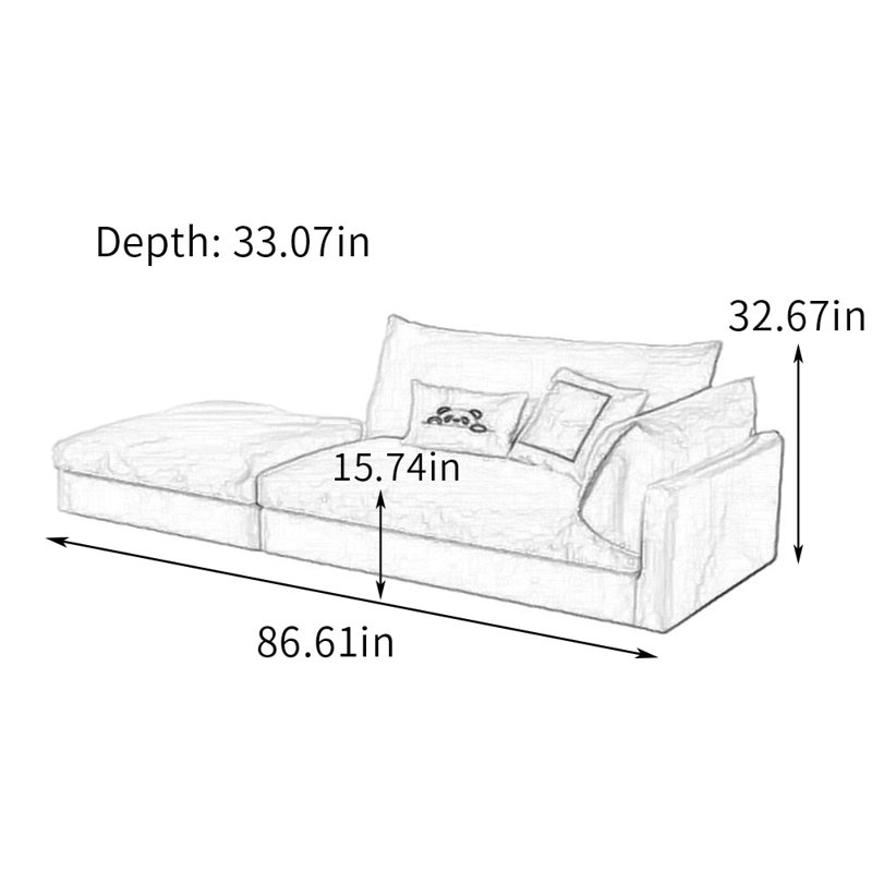 Canapé-lit en coton et lin avec repose-pieds, Orienté à droite, Gris foncé