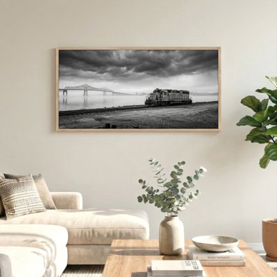 Ensemble de 1 tableau sur toile représentant un pont ferroviaire