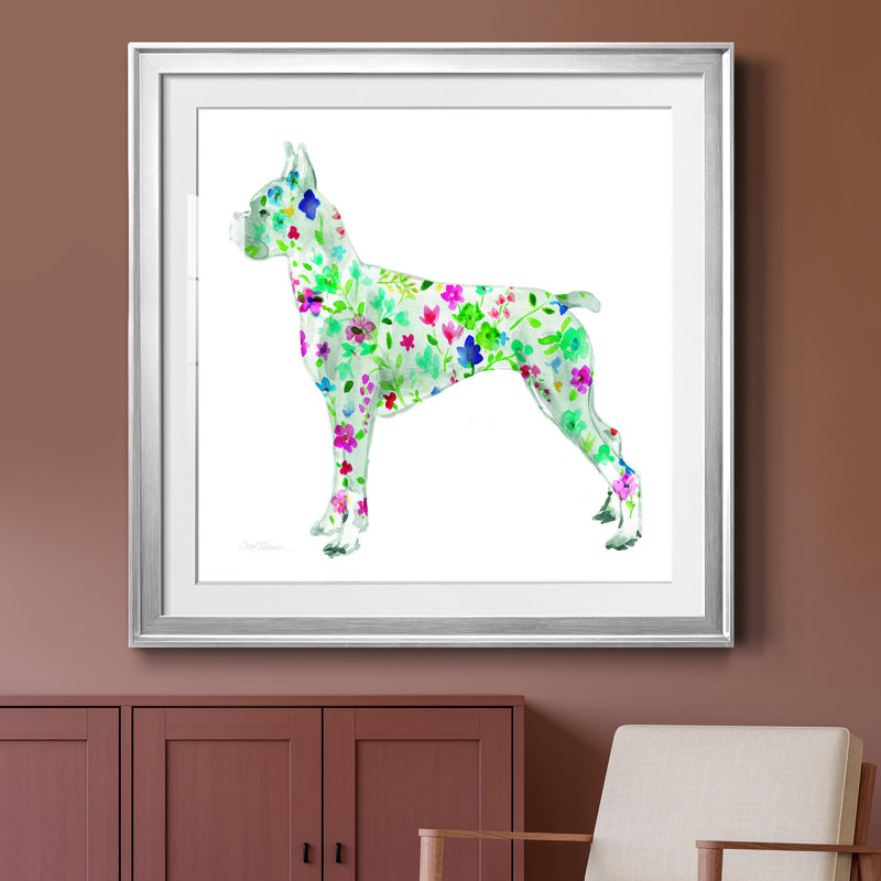 Tapisserie Boxer - peinture encadrée, H 30,5 po x l 30,5 po x P 1,5 po, Papier avec cadre argenté