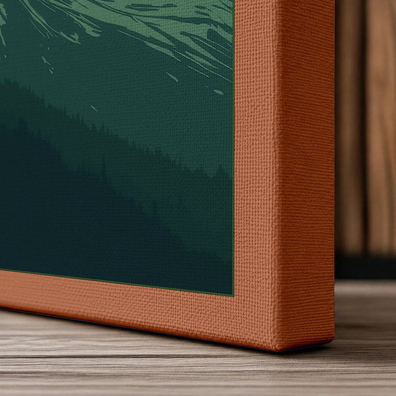 Mountain at Sunrise Minimalist - Wrapped Canvas, 24x16 - 61.0 x 40.6 cm, Terracotta Border