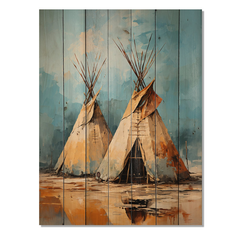 Collage de Tipi Rhythms III jaune sur bois, H 32 po x l 24 po x P 0,78 po