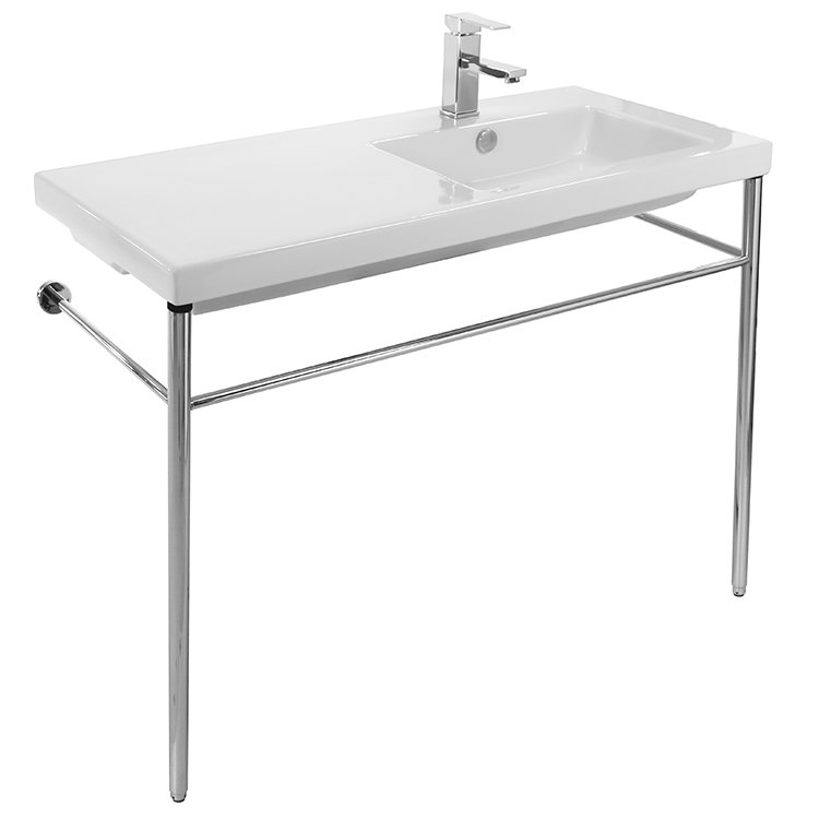 Ceramica Tecla By Nameeks Condal 17.72'' White Ceramic Rectangular Bathroom Sink with Overflow, Single Hole