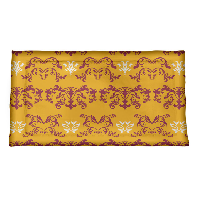 Football Baroque Pattern Pillow Sham, Microfiber, Standard, Yellow/Red/White