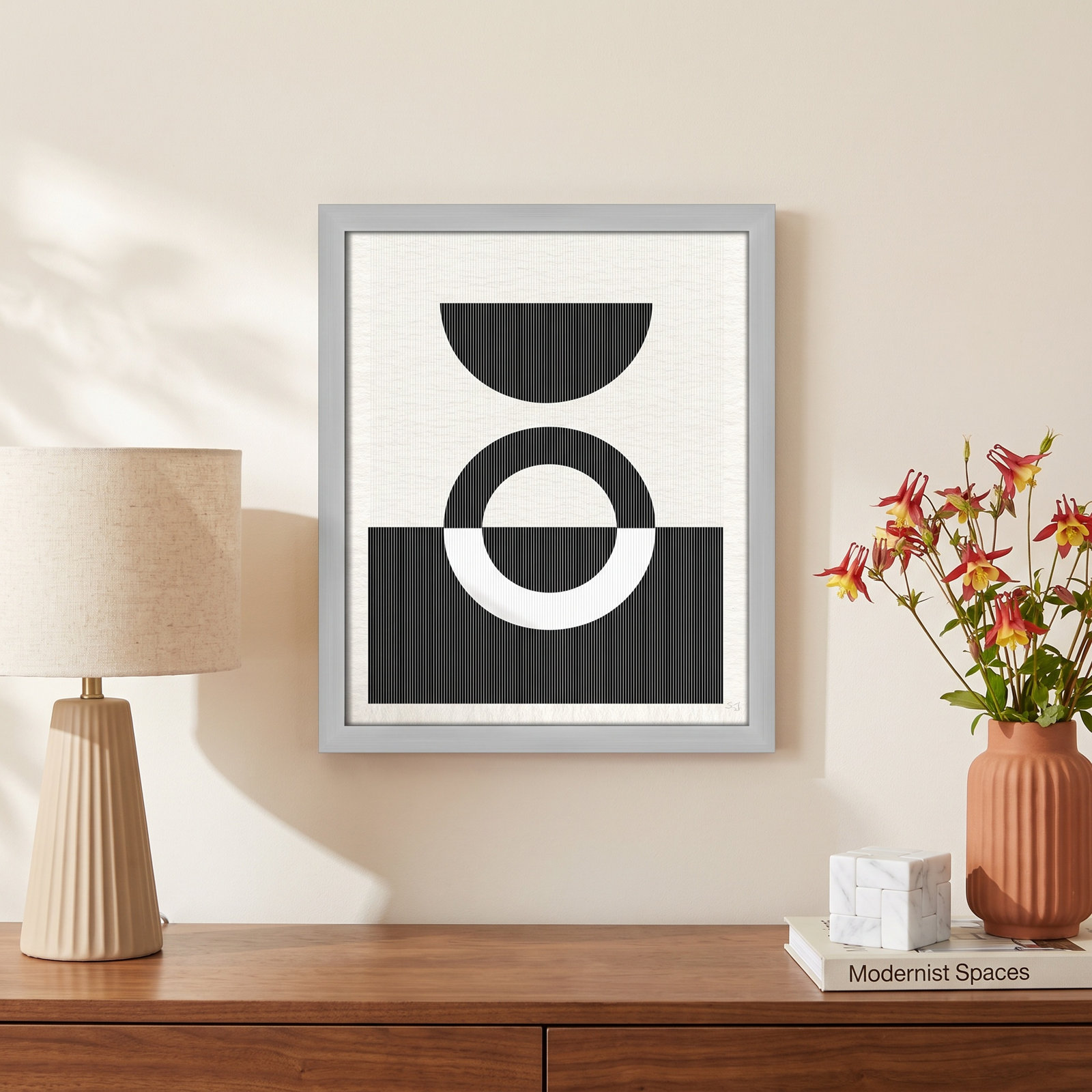 Eclipse III, 15" H x 13" W x 0.75" D, Matte Silver Framed