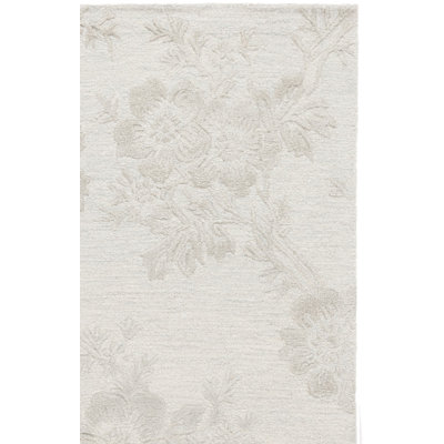 Glamour 151 Hand Tufted Wool/Cotton/Viscose Floral Rug in Light Green