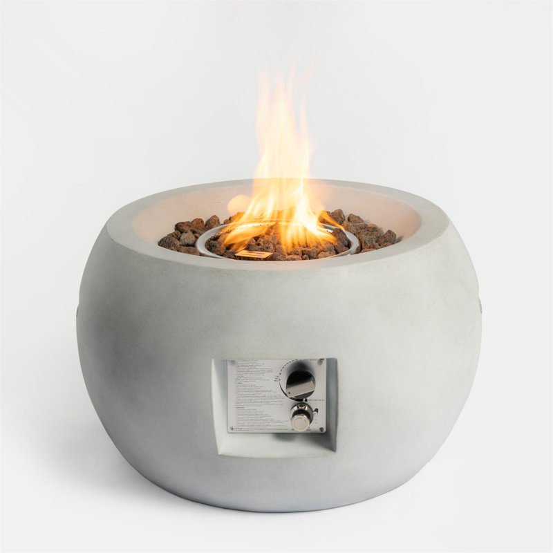 Table d'extérieur pour foyer d'extérieur au propane, base moderne compacte profilée de 24 pouces, base en graphite avec couvercle imperméable, pierres de lave gratuites
