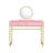 Rectangular Pink & Gold Vanity Desk With Crystal Handle, Metal Frame, Mirror, Jewelry Tray, 2 Storage Drawers, Center Drawer Glide Structure, 2/3 Extension