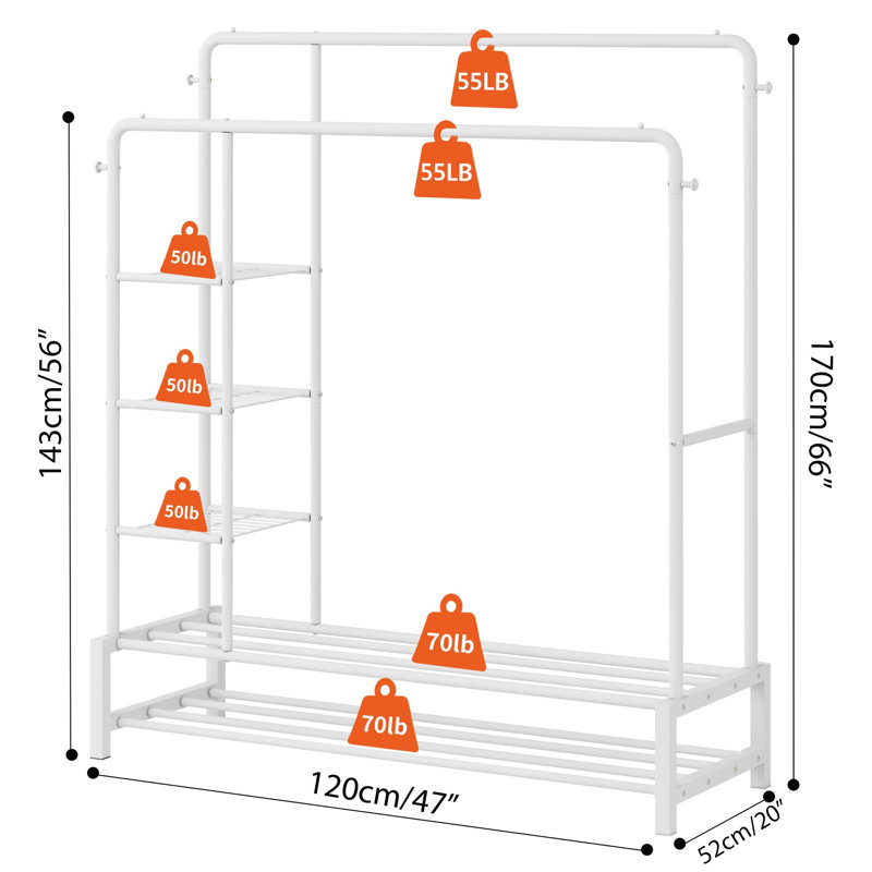 Alarica 120cm Clothing Rack, White