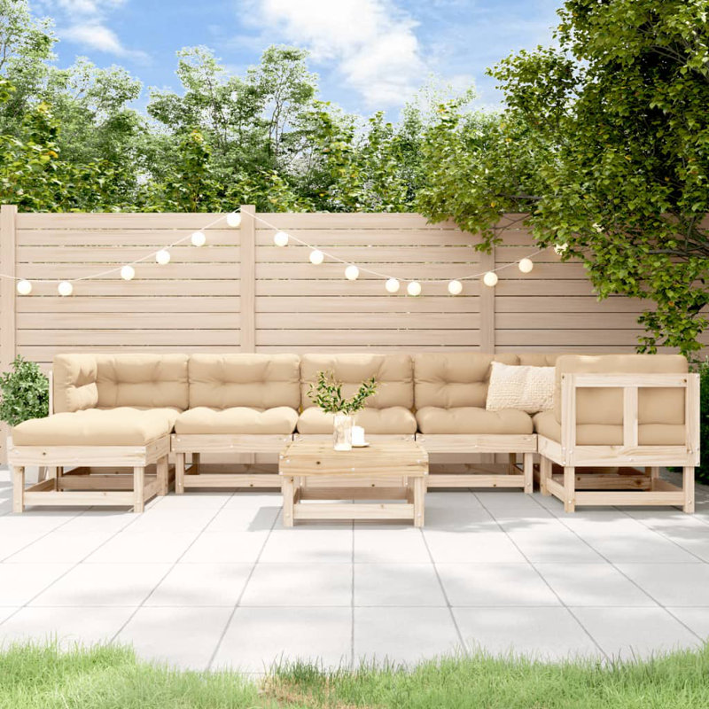 Ensemble de conversation modulaire avec coussins 8 pièces Fulater, Beige, L 24 po x l 23,8 po x H 11,8 po, Brun