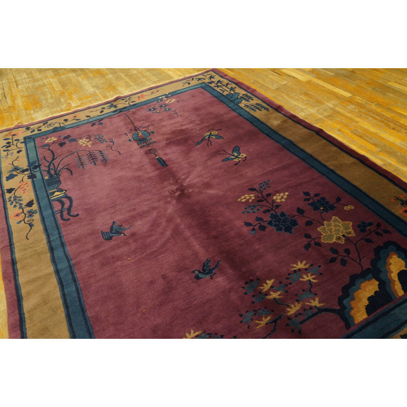 Purple Antique Floral Art Deco Chinese Carpet