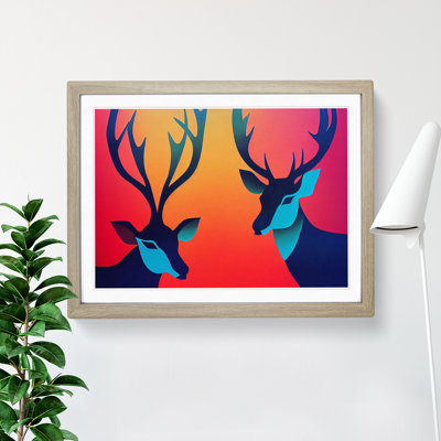 Two Abstract Stags Vol.3 - Framed Print