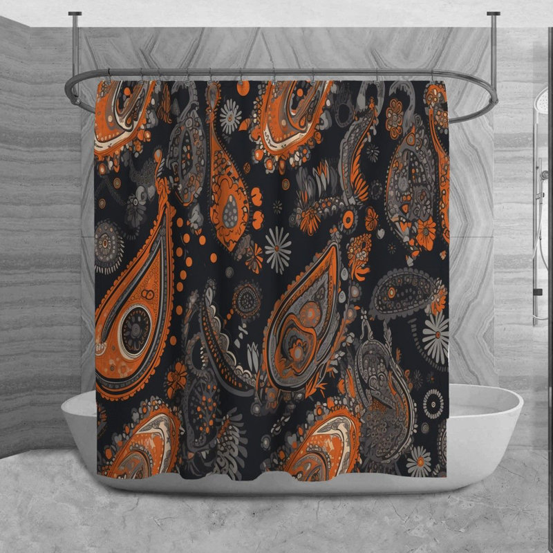 Rideau de douche à motif cachemire Jurine, H 84 po x l 70 po