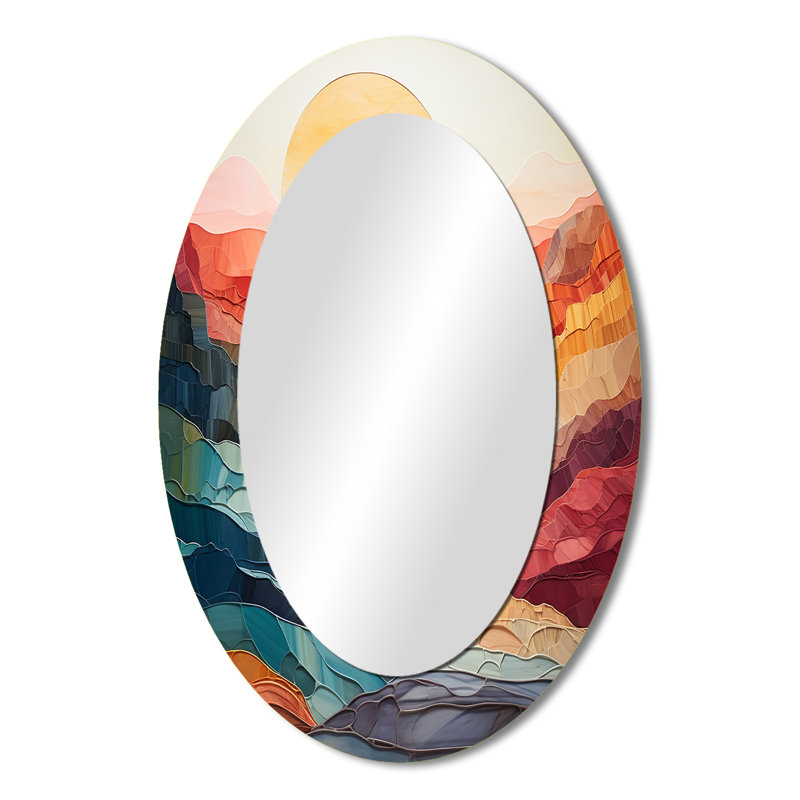 Pastel Bold Sunset Landscape II - Traditional Oval Wall Mirror, 36" x 24"