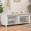 Banc de rangement patiné avec placage d'acacia-106900673