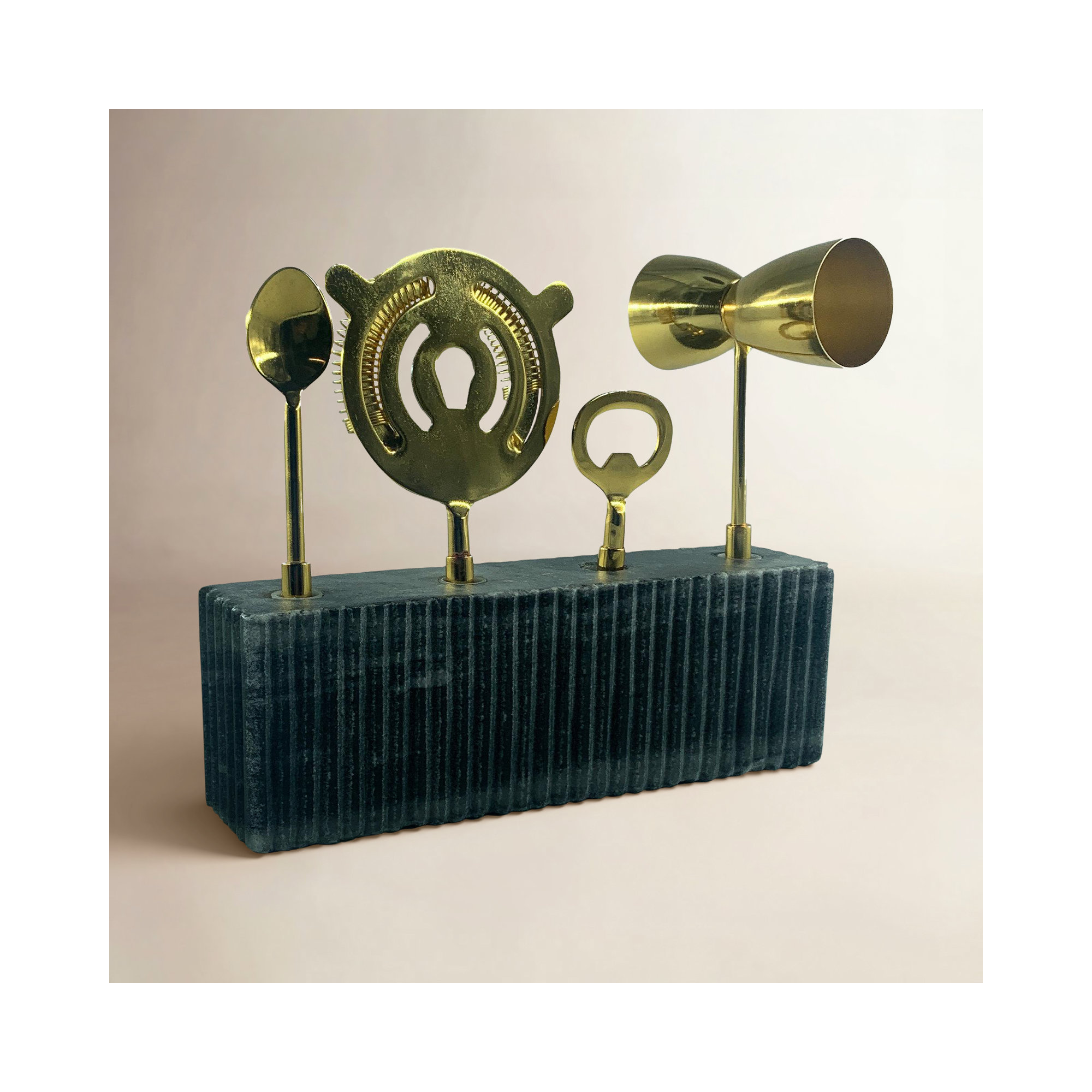 Catalina Black Marble Five Piece Bar Tool Set